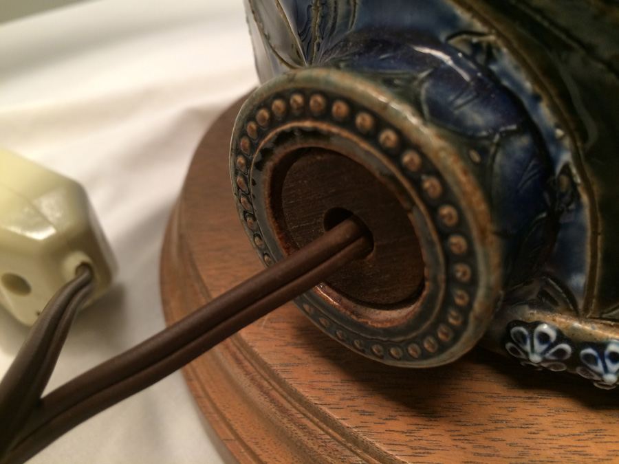 Stunning Blue DOULTON LAMBETH Stoneware Jug/Vessel Converted to Lamp [Photo 20]