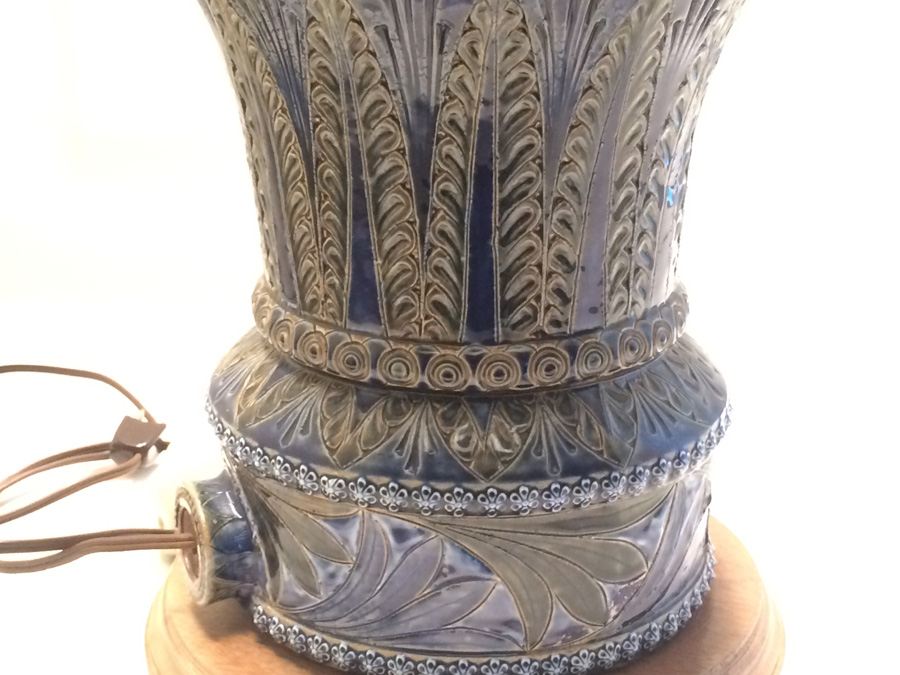 Stunning Blue DOULTON LAMBETH Stoneware Jug/Vessel Converted to Lamp [Photo 18]