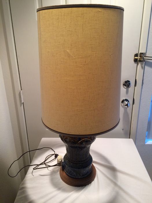 Stunning Blue DOULTON LAMBETH Stoneware Jug/Vessel Converted to Lamp [Photo 3]