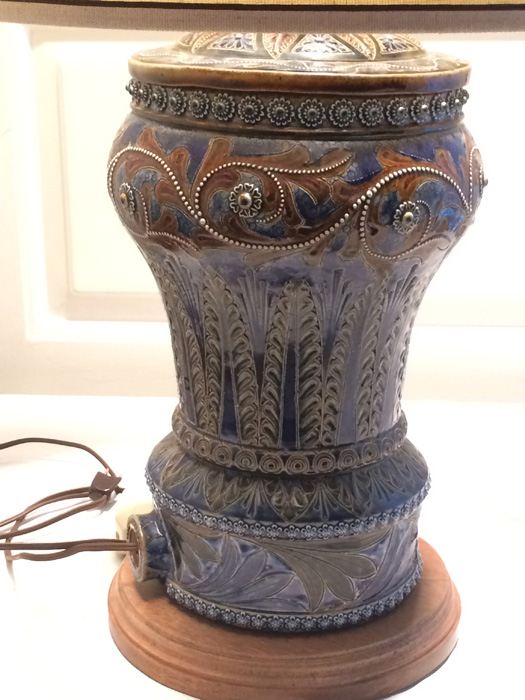 Stunning Blue DOULTON LAMBETH Stoneware Jug/Vessel Converted to Lamp [Photo 15]