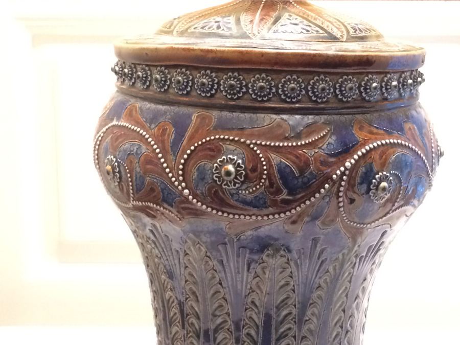 Stunning Blue DOULTON LAMBETH Stoneware Jug/Vessel Converted to Lamp [Photo 16]