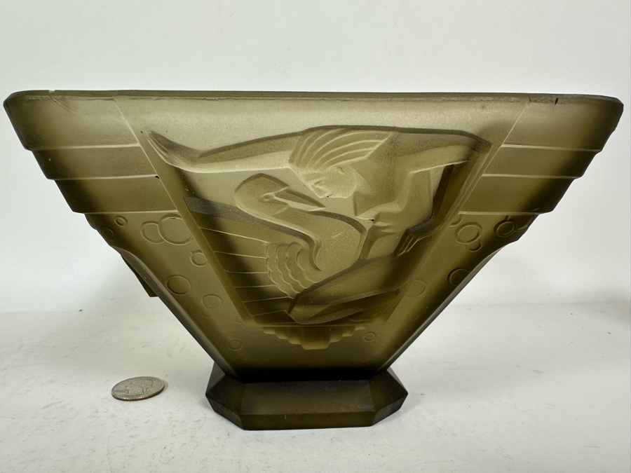 Stunning Vintage Art Deco Muller Freres Luneville French Art Glass Bowl Signed 7W X 4.5H [Photo 4]