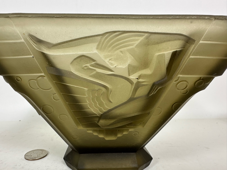 Stunning Vintage Art Deco Muller Freres Luneville French Art Glass Bowl Signed 7W X 4.5H [Photo 5]