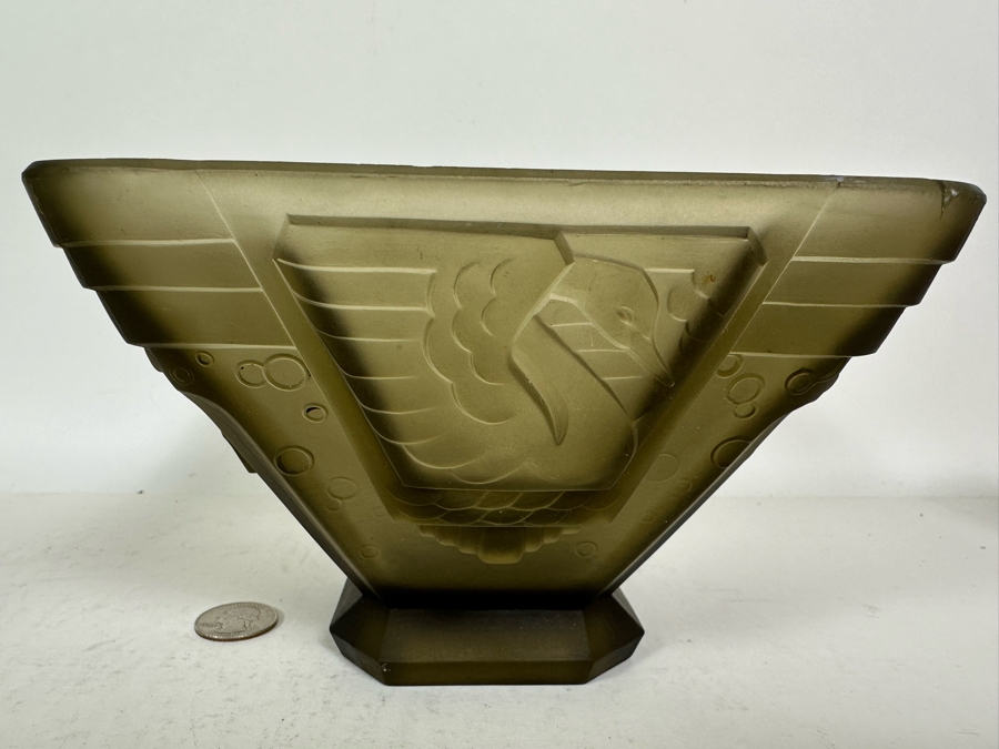 Stunning Vintage Art Deco Muller Freres Luneville French Art Glass Bowl Signed 7W X 4.5H [Photo 6]