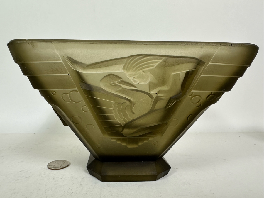 Stunning Vintage Art Deco Muller Freres Luneville French Art Glass Bowl Signed 7W X 4.5H [Photo 3]