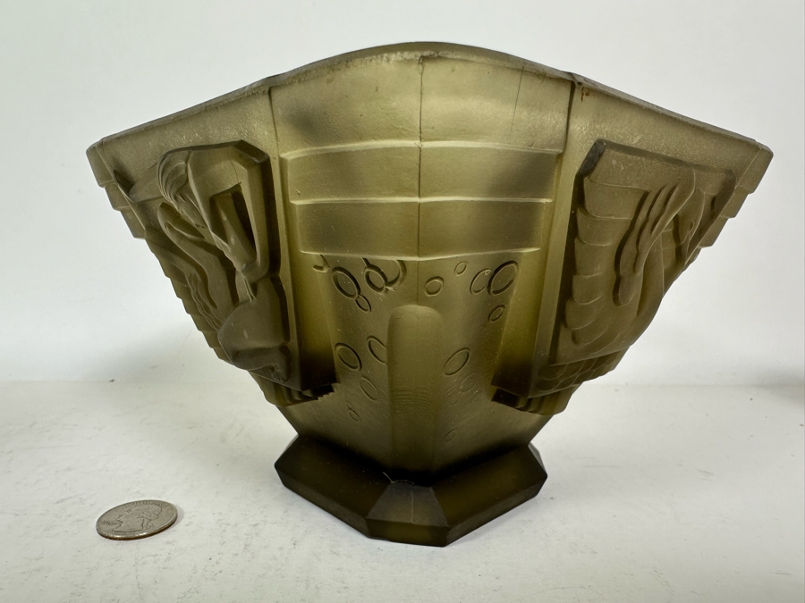 Stunning Vintage Art Deco Muller Freres Luneville French Art Glass Bowl Signed 7W X 4.5H [Photo 10]