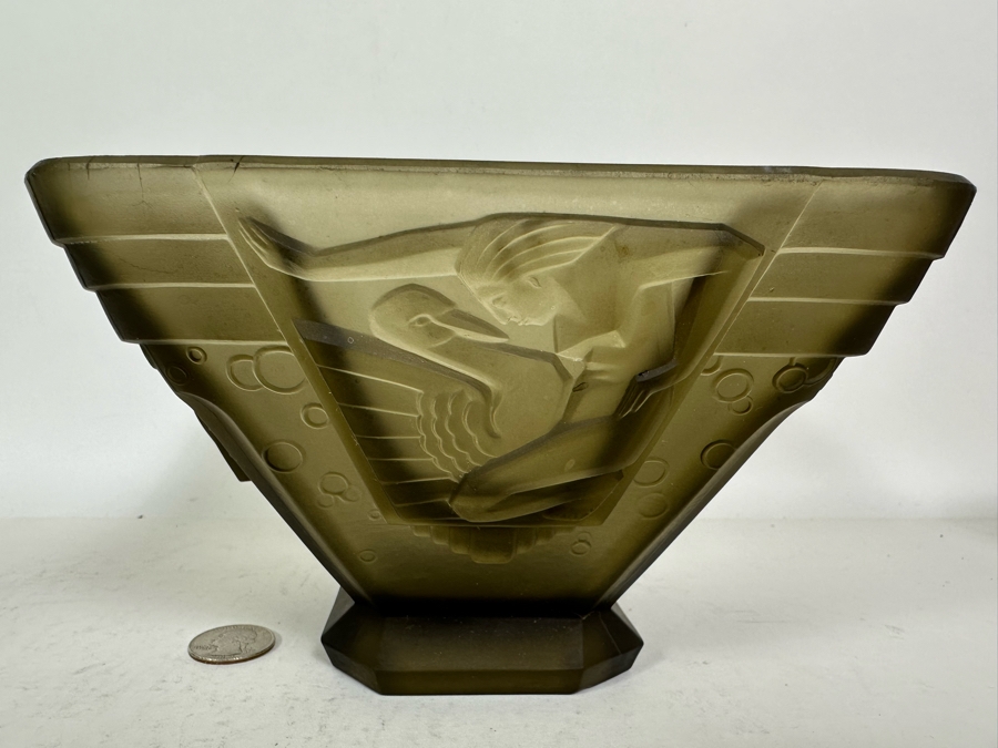 Stunning Vintage Art Deco Muller Freres Luneville French Art Glass Bowl Signed 7W X 4.5H [Photo 8]
