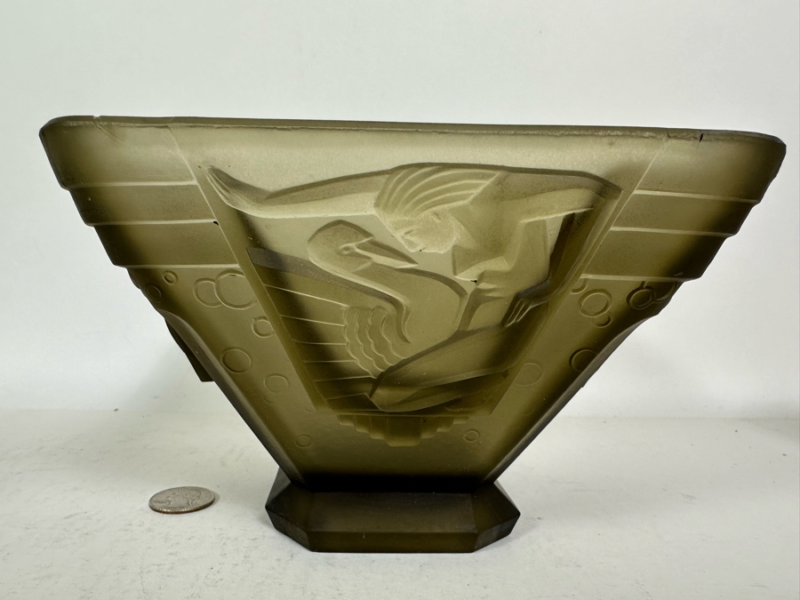 Stunning Vintage Art Deco Muller Freres Luneville French Art Glass Bowl Signed 7W X 4.5H [Photo 2]