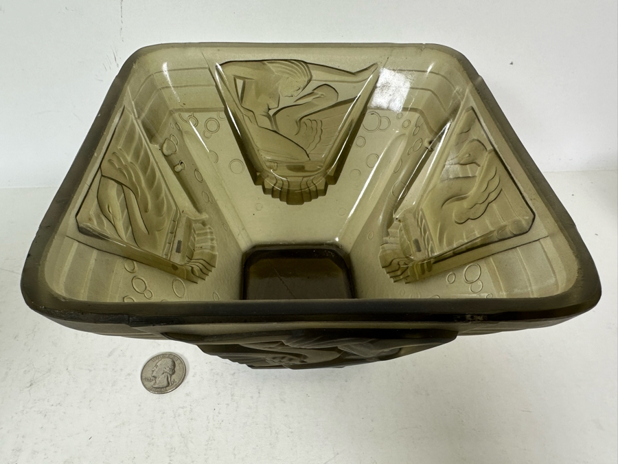 Stunning Vintage Art Deco Muller Freres Luneville French Art Glass Bowl Signed 7W X 4.5H [Photo 9]