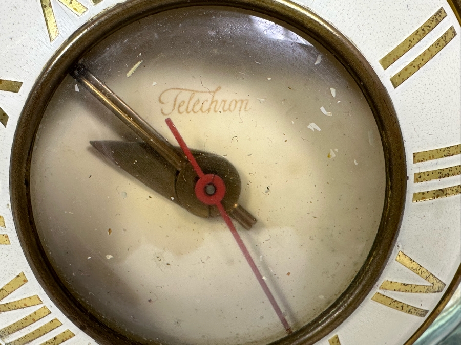 Vintage Mid-Century Lucite Encased Telechron Desk Clock The Suave Working 6W X 5.5H [Photo 5]