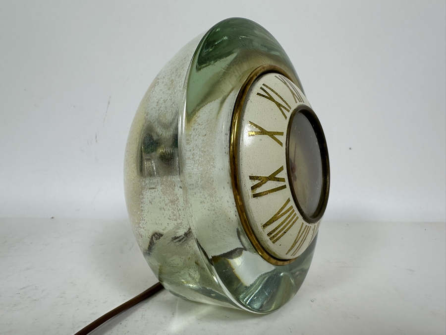 Vintage Mid-Century Lucite Encased Telechron Desk Clock The Suave Working 6W X 5.5H [Photo 6]