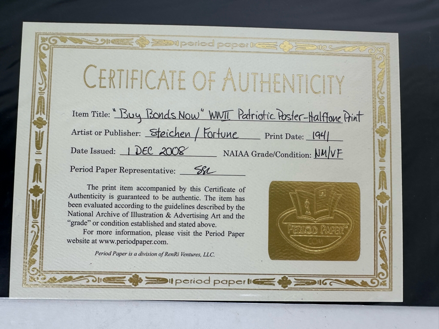 Buy Bonds Now WWII Patriotic Reprint Poster By Steichen For Fortune 22 X 14 [Photo 13]