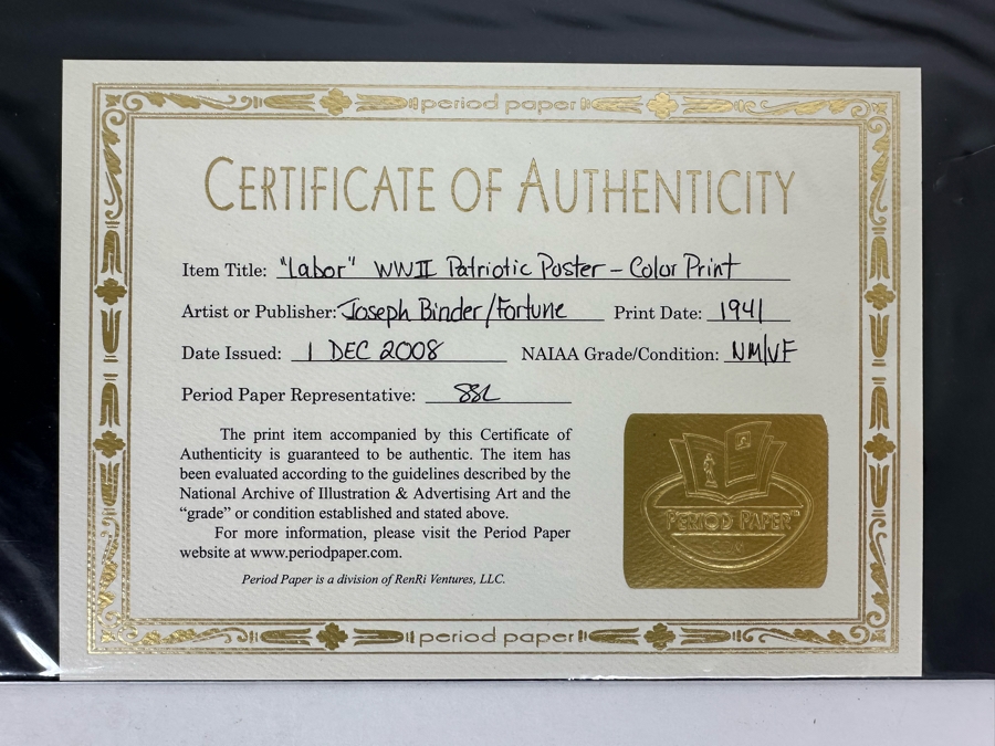 Labor WWII Patriotic Reprint Poster By Joseph Binder For Fortune 11 X 14 [Photo 5]