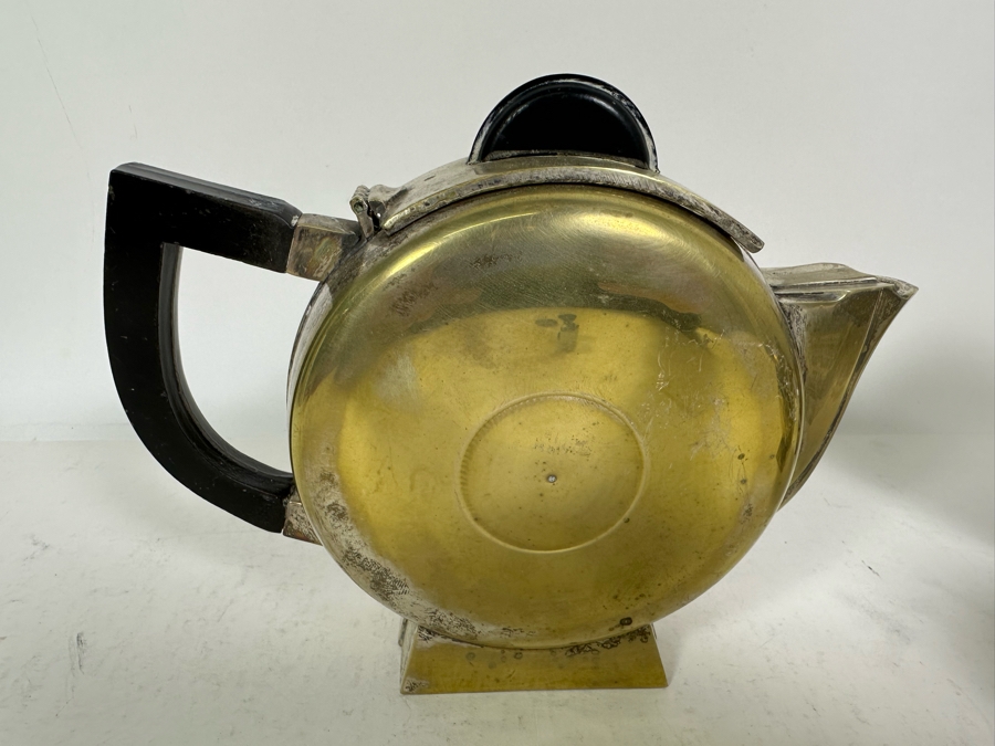 Pair Of Vintage Art Deco Silverplate Teapots With Sugar 7H [Photo 21]
