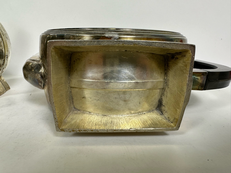 Pair Of Vintage Art Deco Silverplate Teapots With Sugar 7H [Photo 11]