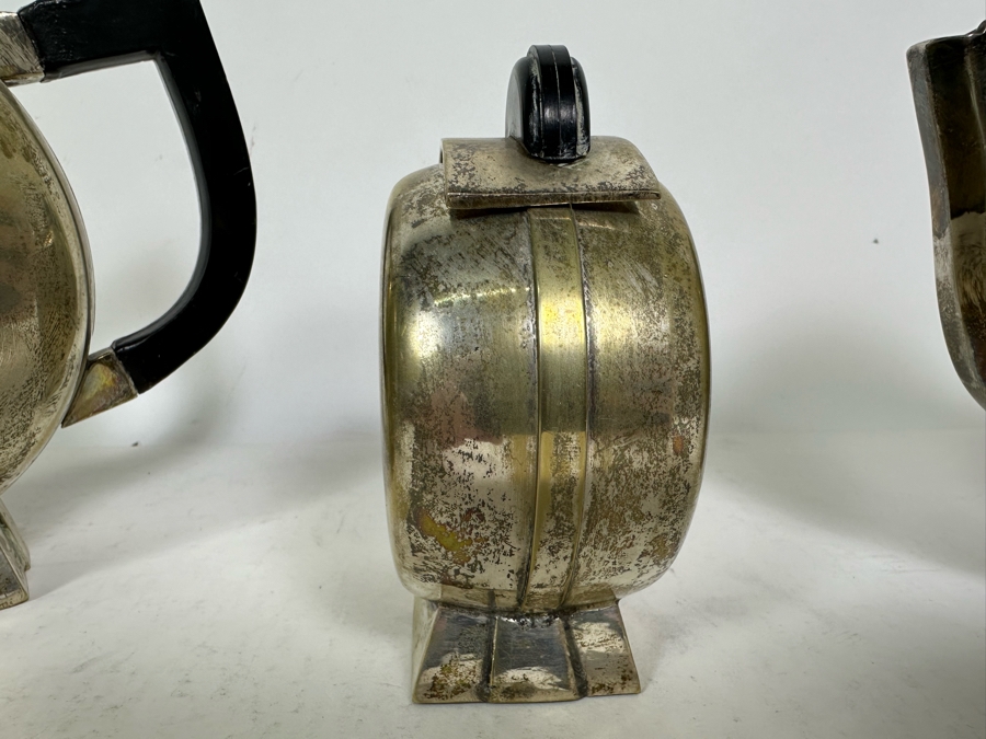 Pair Of Vintage Art Deco Silverplate Teapots With Sugar 7H [Photo 14]