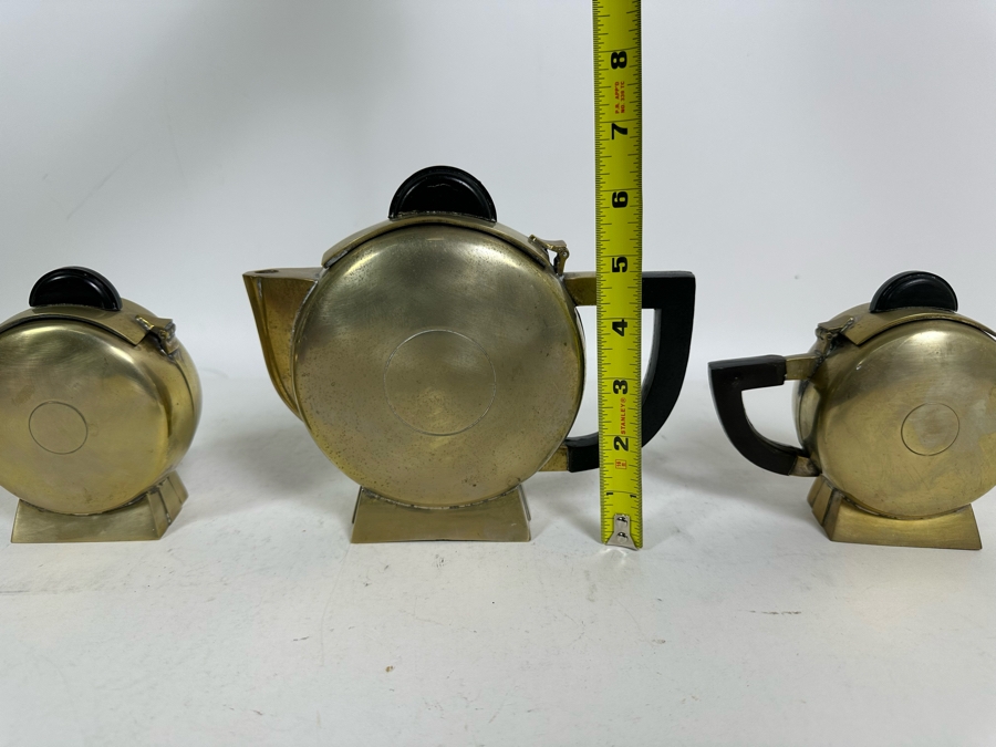 Vintage Art Deco Silverplate Teapots With Creamer And Sugar 6.5H [Photo 23]
