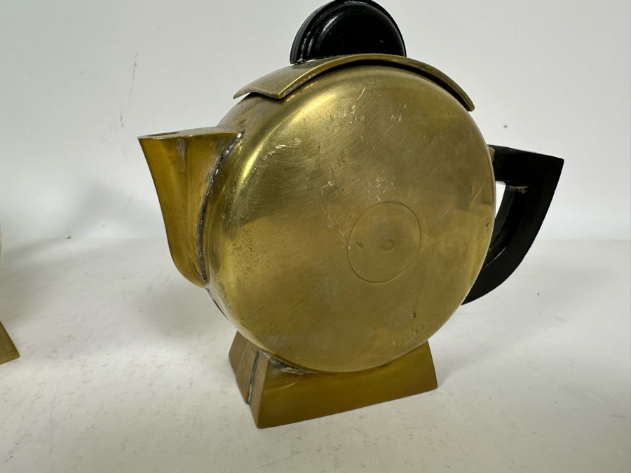 Vintage Art Deco Silverplate Teapots With Creamer And Sugar 6.5H [Photo 12]