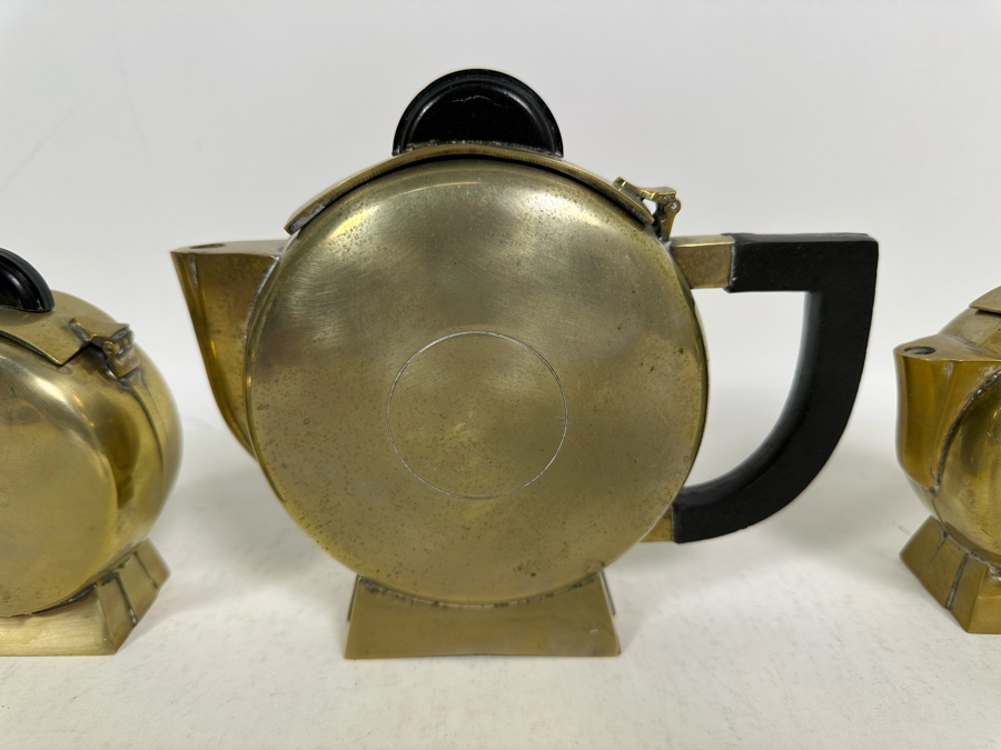 Vintage Art Deco Silverplate Teapots With Creamer And Sugar 6.5H [Photo 5]