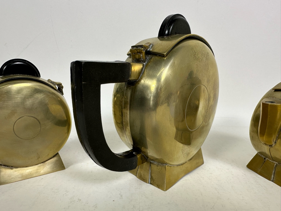 Vintage Art Deco Silverplate Teapots With Creamer And Sugar 6.5H [Photo 10]