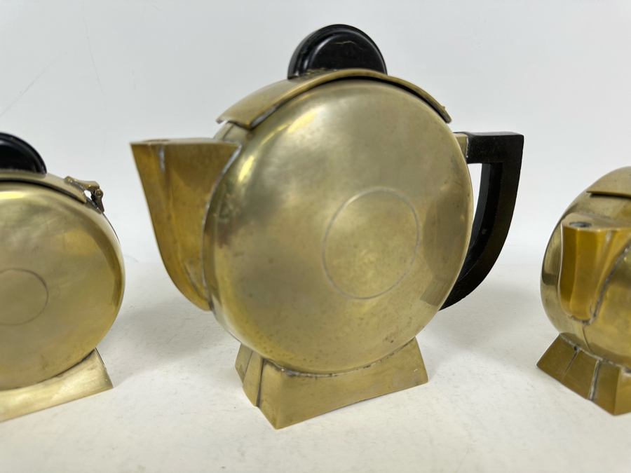 Vintage Art Deco Silverplate Teapots With Creamer And Sugar 6.5H [Photo 7]