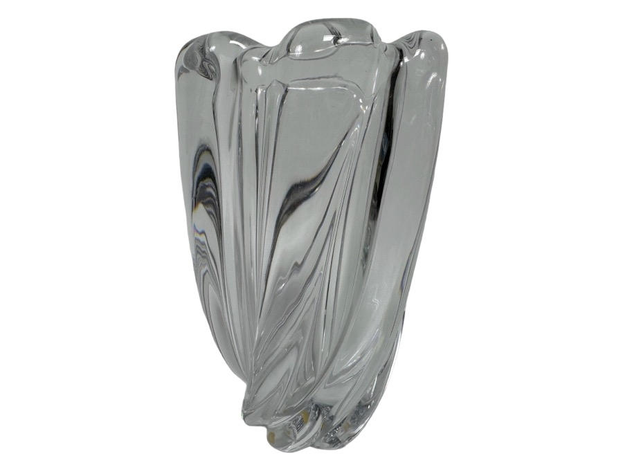 Just Added - Signed Orrefors Handmade Vintage Swedish Art Glass Waterfall Vase 4.5W X 7H