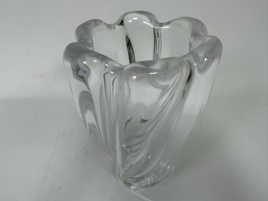 Just Added - Signed Orrefors Handmade Vintage Swedish Art Glass Waterfall Vase 4.5W X 7H [Photo 3]