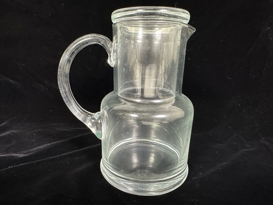 Signed Tiffany & Co Glass Bedside Night Water Carafe With Cup 7H [Photo 2]
