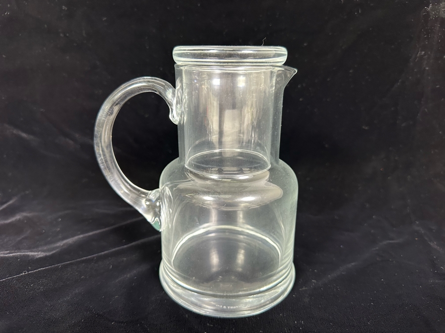 Signed Tiffany & Co Glass Bedside Night Water Carafe With Cup 7H [Photo 3]