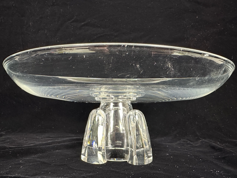 Impressive Signed Steuben Glass Centerpiece Pedestal Bowl 12W X 4.5H [Photo 4]