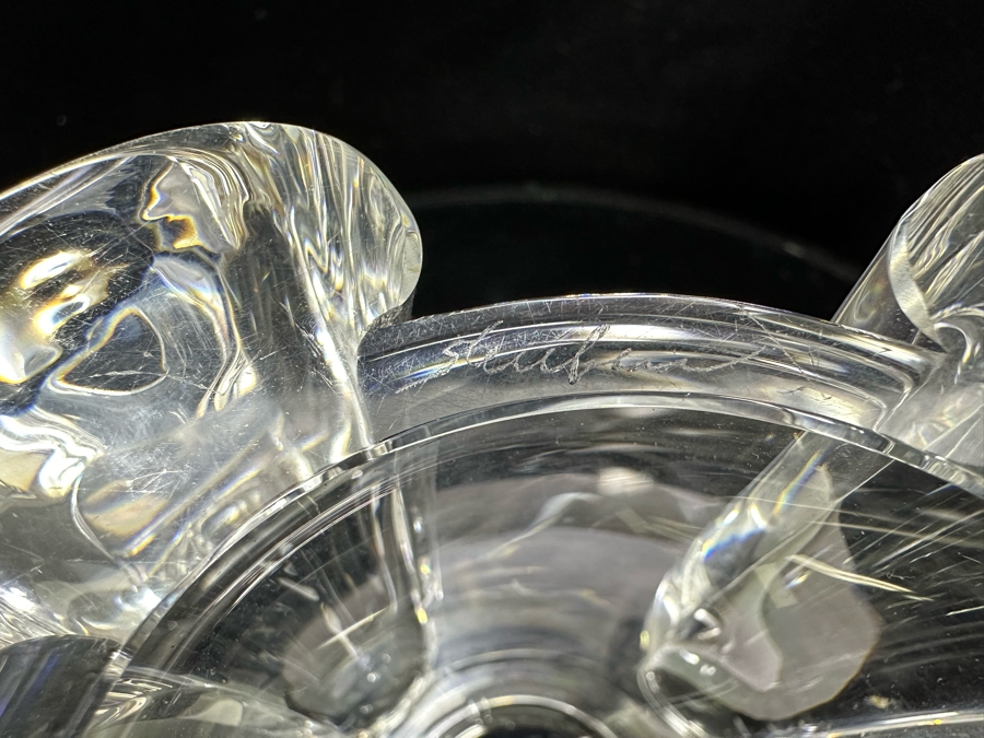 Impressive Signed Steuben Glass Centerpiece Pedestal Bowl 12W X 4.5H [Photo 13]
