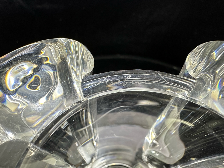 Impressive Signed Steuben Glass Centerpiece Pedestal Bowl 12W X 4.5H [Photo 14]