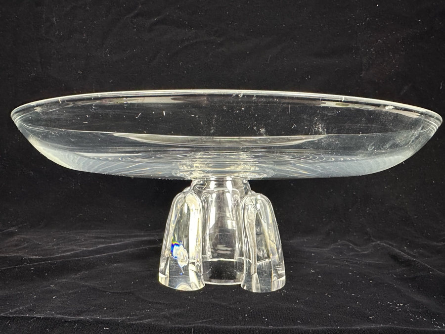 Impressive Signed Steuben Glass Centerpiece Pedestal Bowl 12W X 4.5H [Photo 2]