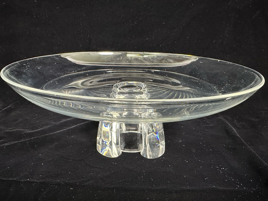 Impressive Signed Steuben Glass Centerpiece Pedestal Bowl 12W X 4.5H
