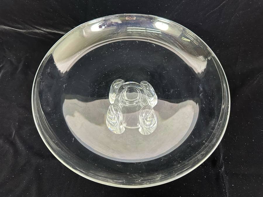 Impressive Signed Steuben Glass Centerpiece Pedestal Bowl 12W X 4.5H [Photo 7]