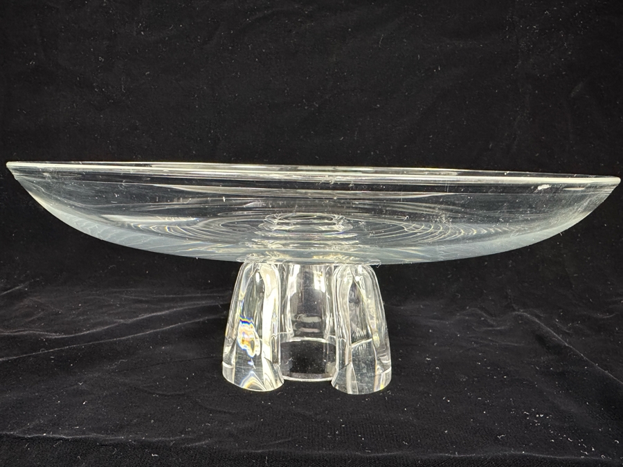 Impressive Signed Steuben Glass Centerpiece Pedestal Bowl 12W X 4.5H [Photo 5]