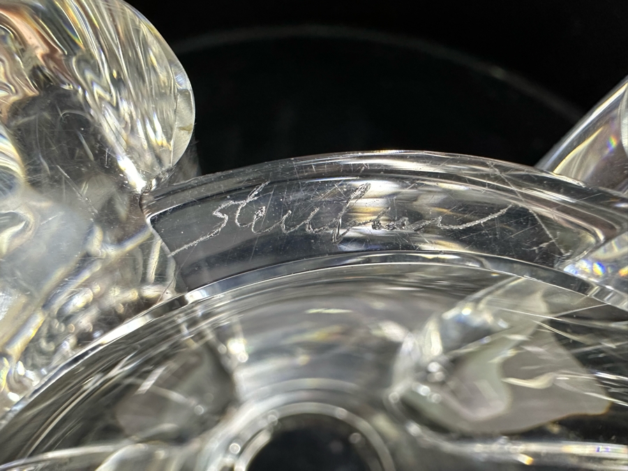 Impressive Signed Steuben Glass Centerpiece Pedestal Bowl 12W X 4.5H [Photo 15]