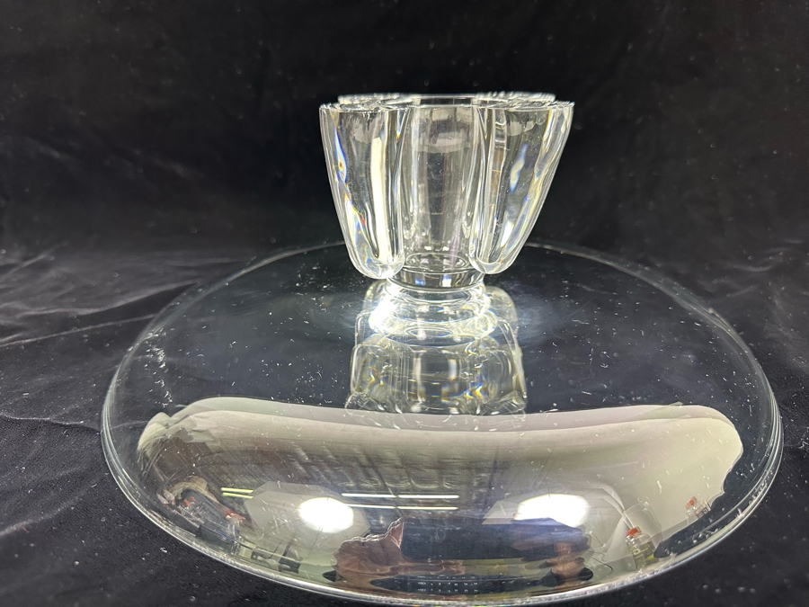 Impressive Signed Steuben Glass Centerpiece Pedestal Bowl 12W X 4.5H [Photo 11]