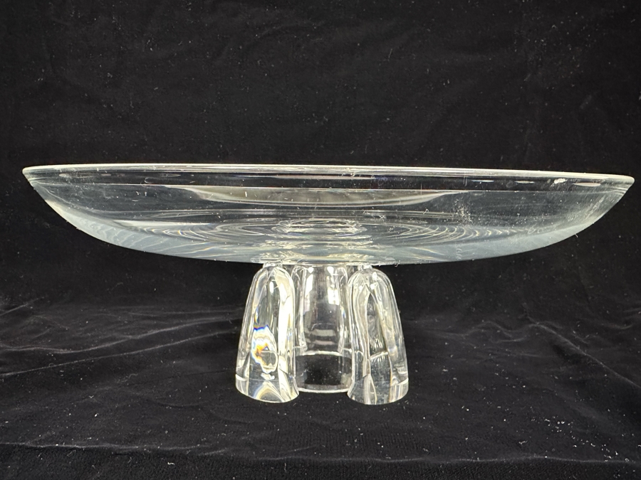 Impressive Signed Steuben Glass Centerpiece Pedestal Bowl 12W X 4.5H [Photo 3]