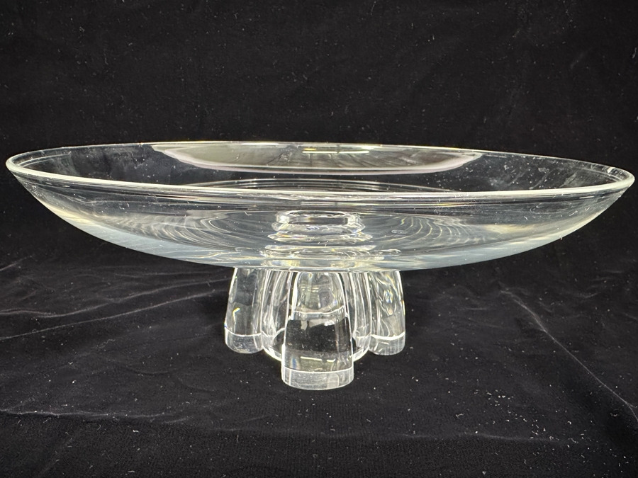 Impressive Signed Steuben Glass Centerpiece Pedestal Bowl 12W X 4.5H [Photo 9]