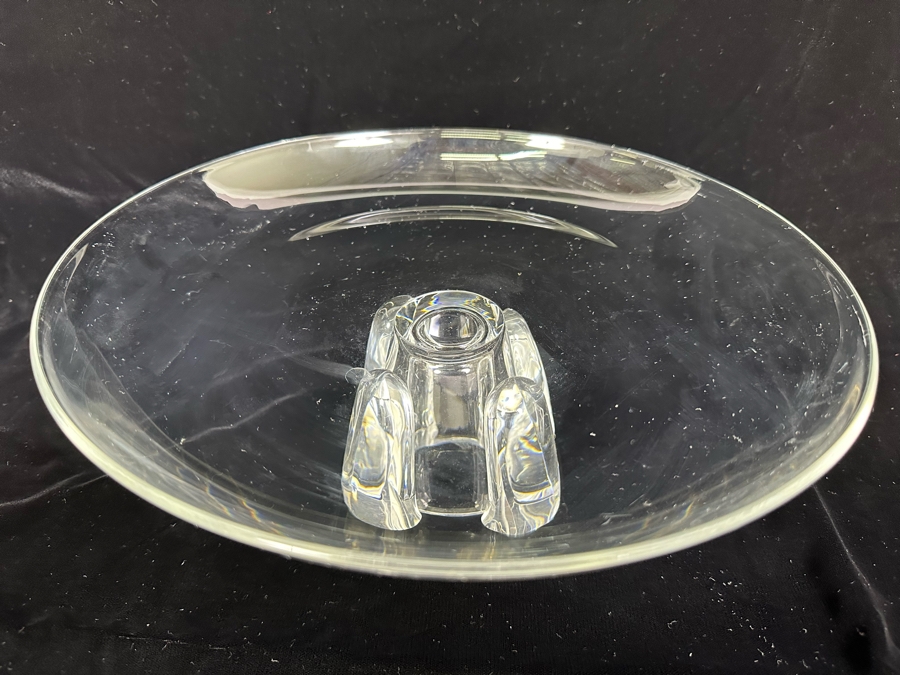 Impressive Signed Steuben Glass Centerpiece Pedestal Bowl 12W X 4.5H [Photo 6]