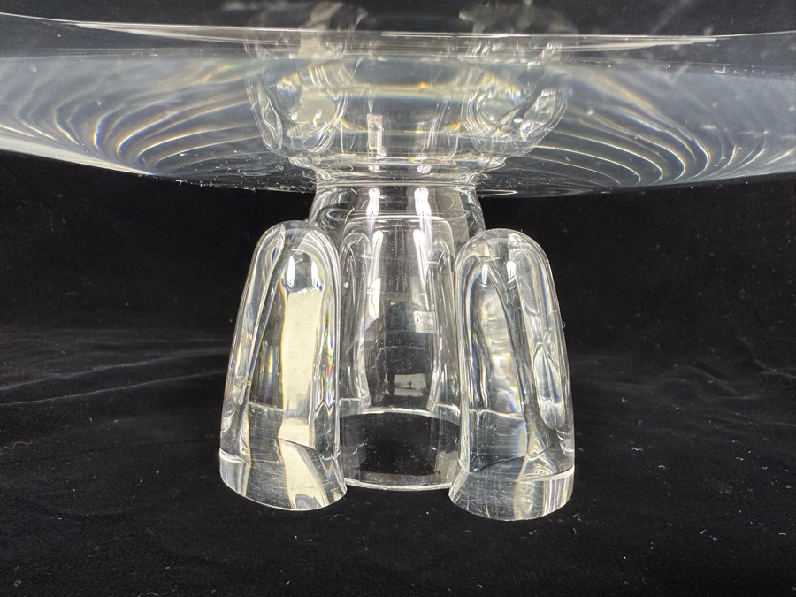 Impressive Signed Steuben Glass Centerpiece Pedestal Bowl 12W X 4.5H [Photo 8]