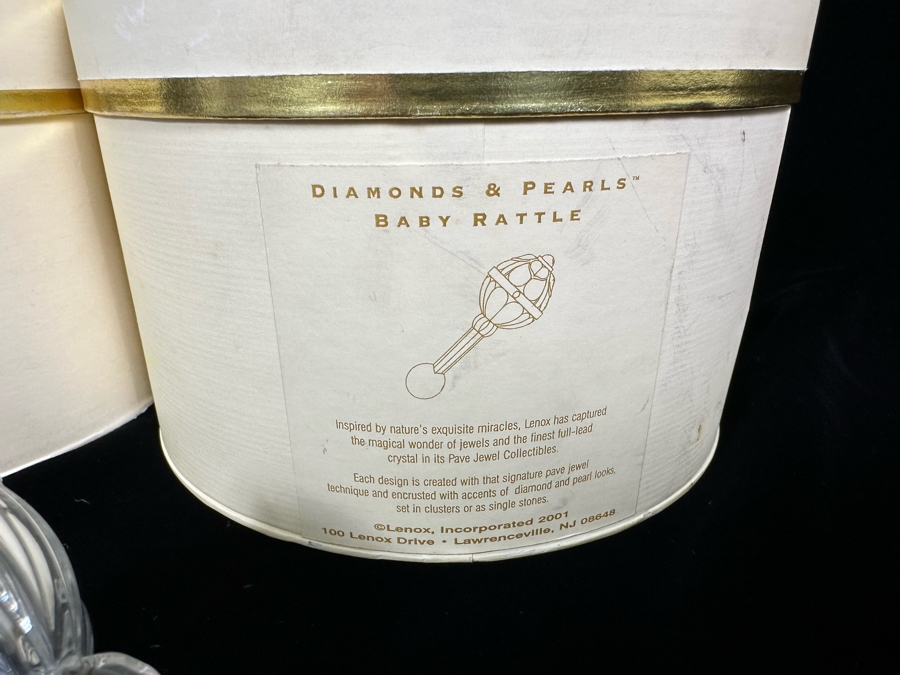 Lenox Diamonds & Pearls Baby Rattle & Lenox Diamonds & Pearls Triangle Perfume Bottle With Boxes [Photo 7]