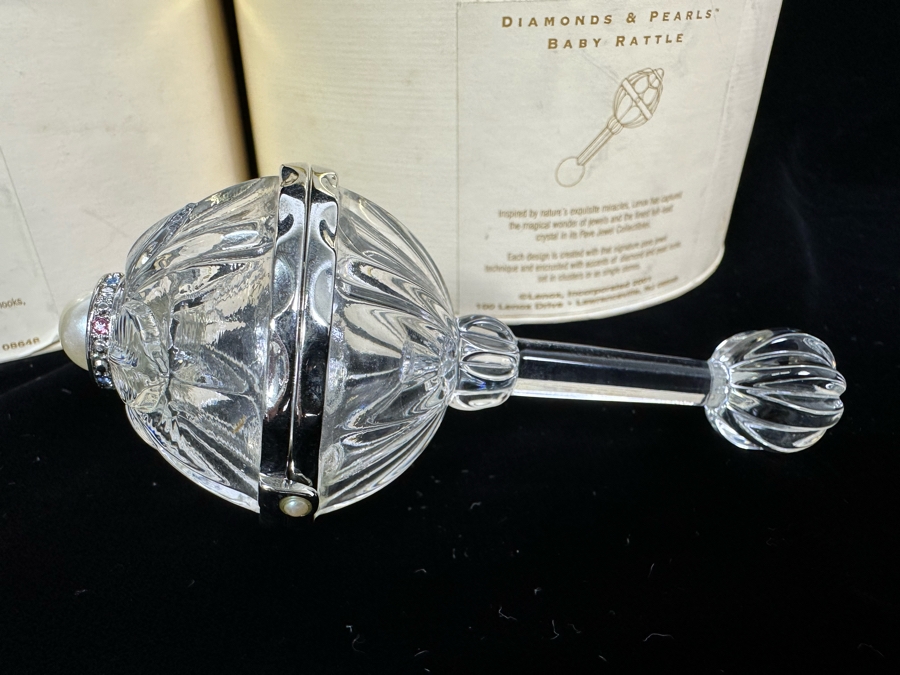 Lenox Diamonds & Pearls Baby Rattle & Lenox Diamonds & Pearls Triangle Perfume Bottle With Boxes [Photo 4]