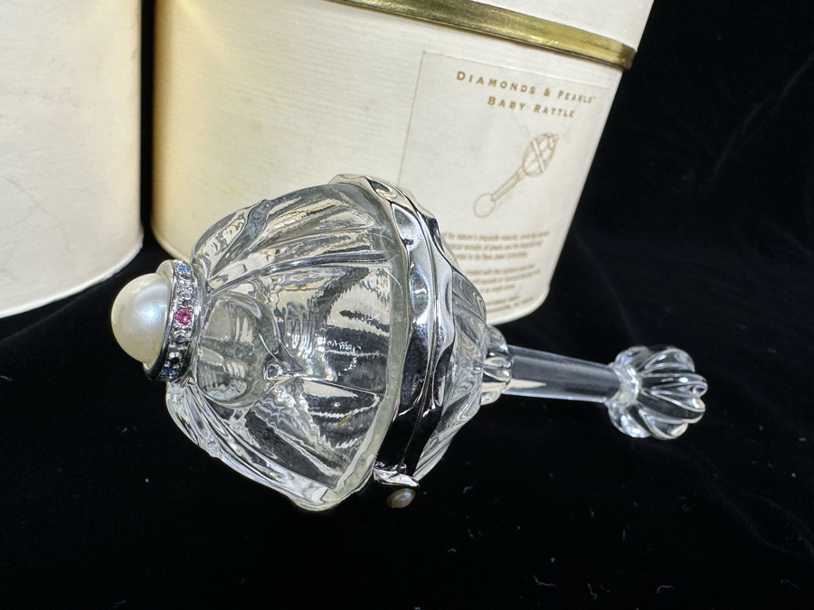 Lenox Diamonds & Pearls Baby Rattle & Lenox Diamonds & Pearls Triangle Perfume Bottle With Boxes [Photo 5]