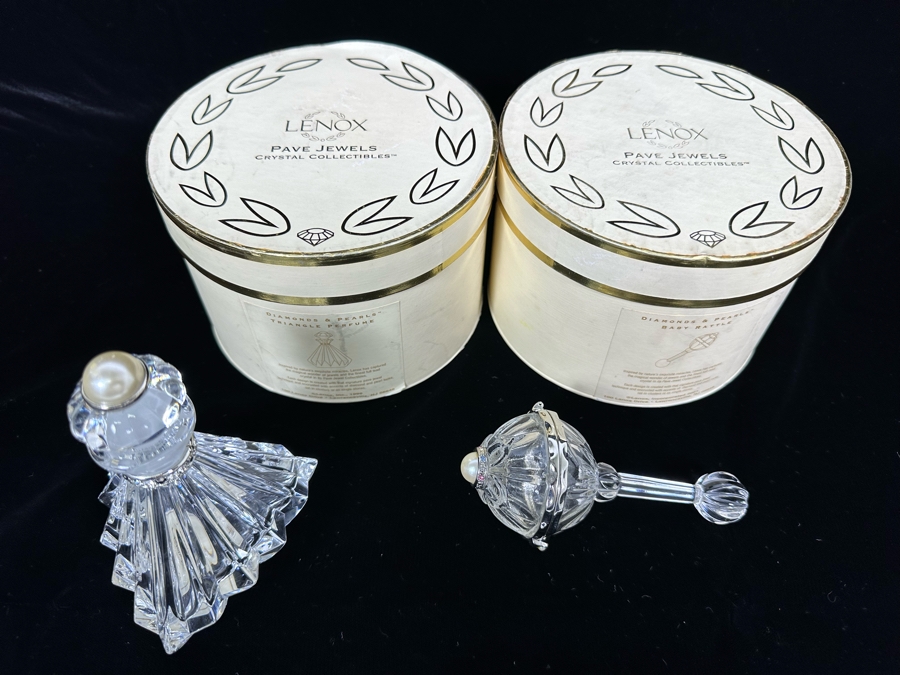 Lenox Diamonds & Pearls Baby Rattle & Lenox Diamonds & Pearls Triangle Perfume Bottle With Boxes [Photo 8]