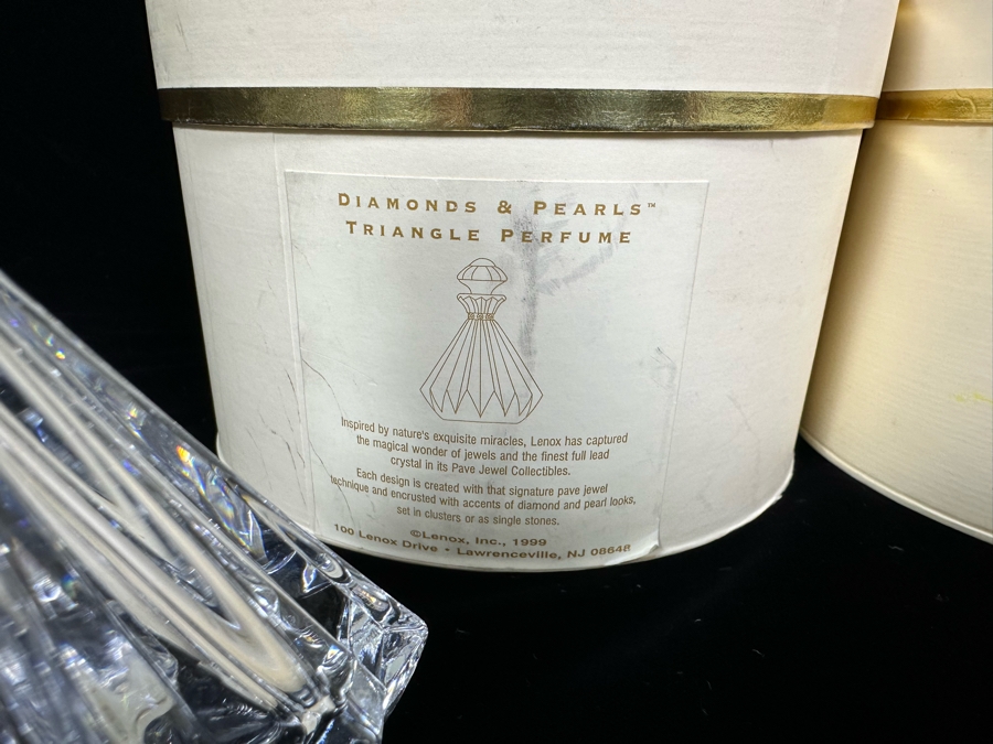 Lenox Diamonds & Pearls Baby Rattle & Lenox Diamonds & Pearls Triangle Perfume Bottle With Boxes [Photo 6]