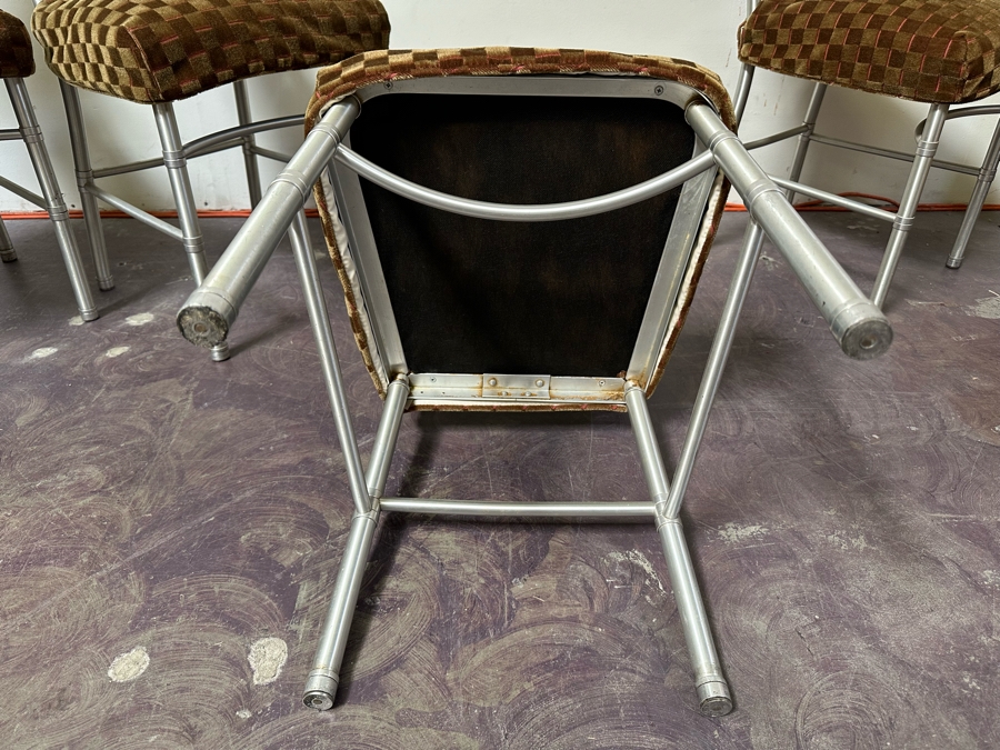 Warren McArthur Art Deco Aluminum Side Chairs With Mohair Fabric, Set Of Three Chairs With One Extra Chair That Needs Repair Or Use For Parts 18W X 18D X 34H [Photo 8]
