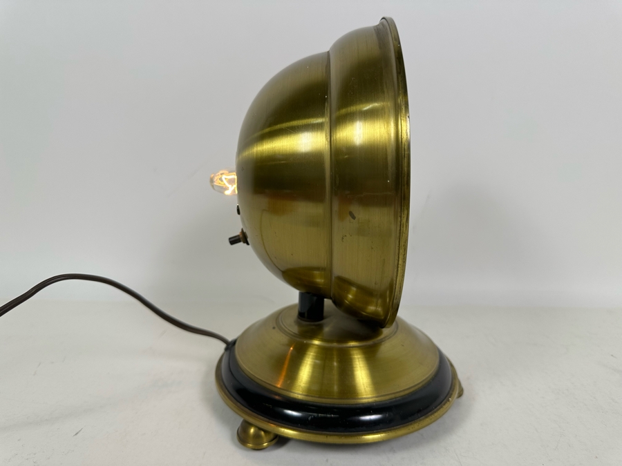 Vintage Art Deco Illuminated Footed Brass Desk Clock With Light By Alexa Corp Working 8W X 10.5H [Photo 5]