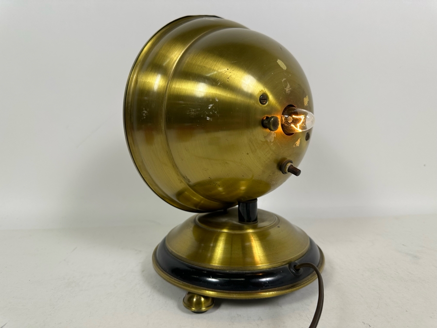 Vintage Art Deco Illuminated Footed Brass Desk Clock With Light By Alexa Corp Working 8W X 10.5H [Photo 8]